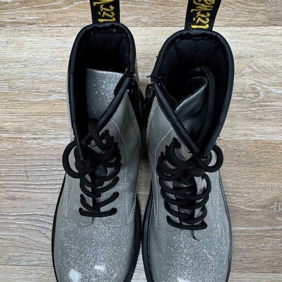 Dr. Martens 1460 Pascal Fine Glitter Combat Boot Pewter Women's Size 6 - Picture 2 of 8